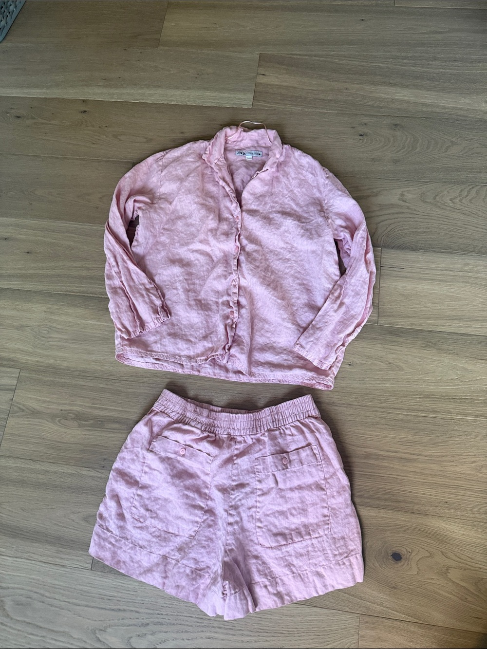 Zara Pink Two-Piece linen Set